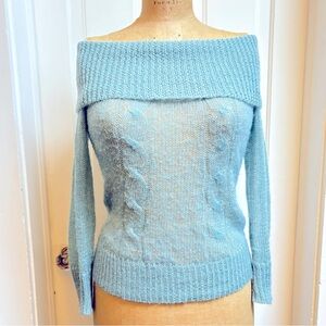 Vintage Y2K Twenty One Powder Blue Translucent Knit Sweater Size Small